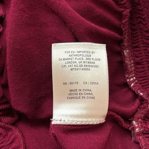 Anthropologie Meadow Rue Burgundy Hampshire Top Small - Picture 10 of 11